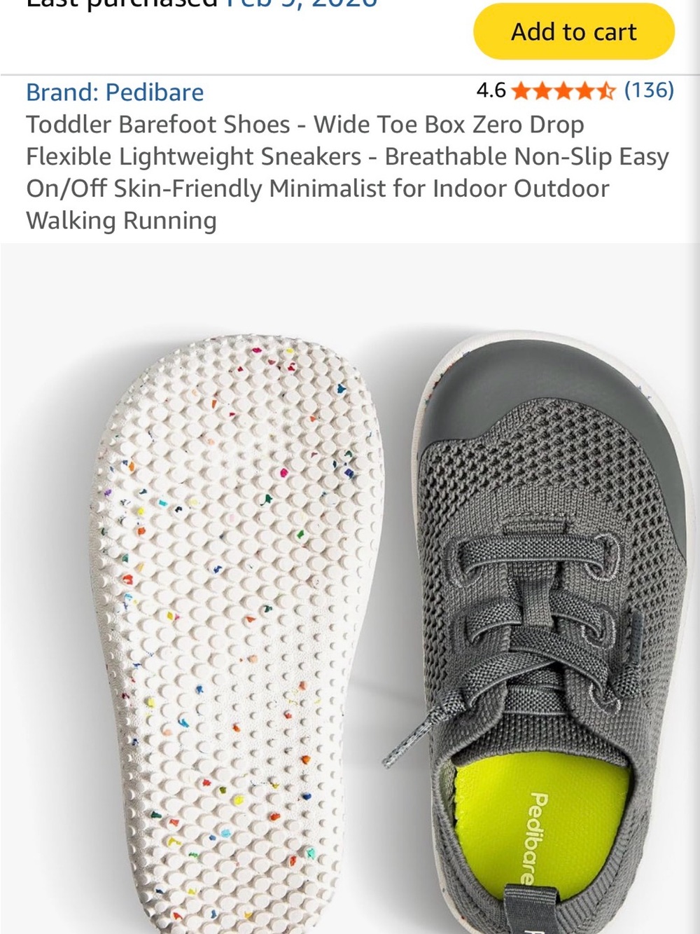 Toddler Breathable Gray Barefoot Sneakers